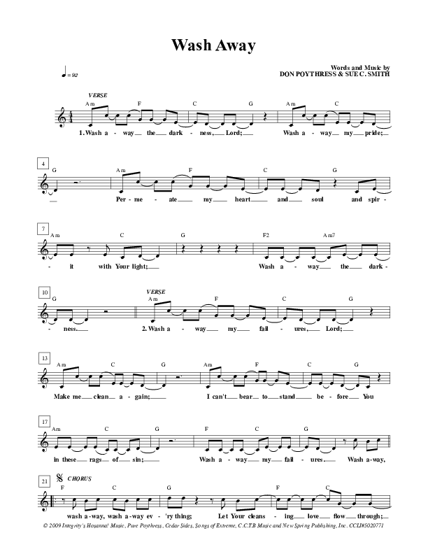 Wash Away Lead Sheet (Don Poythress)