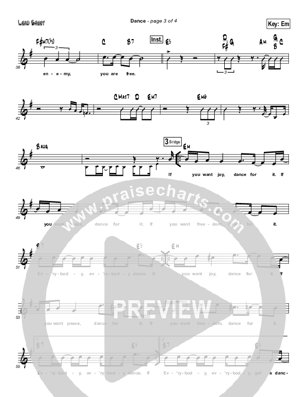 Dance Lead Sheet (Martha Munizzi)