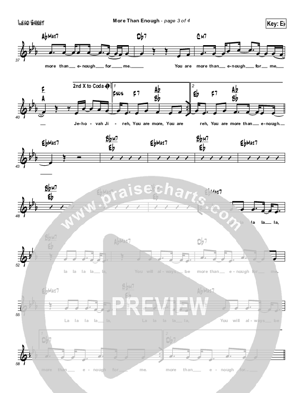 More Than Enough Lead Sheet (Martha Munizzi)