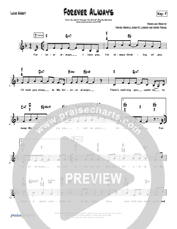 Forever Always Lead Sheet (Martha Munizzi)