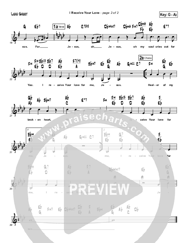 I Receive Your Love Lead Sheet (Martha Munizzi)