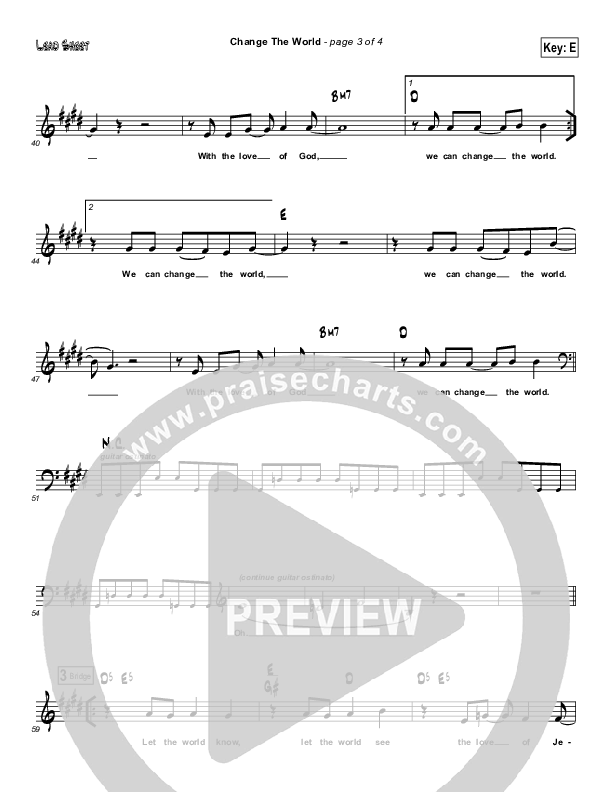 Change The World Lead Sheet (Martha Munizzi)