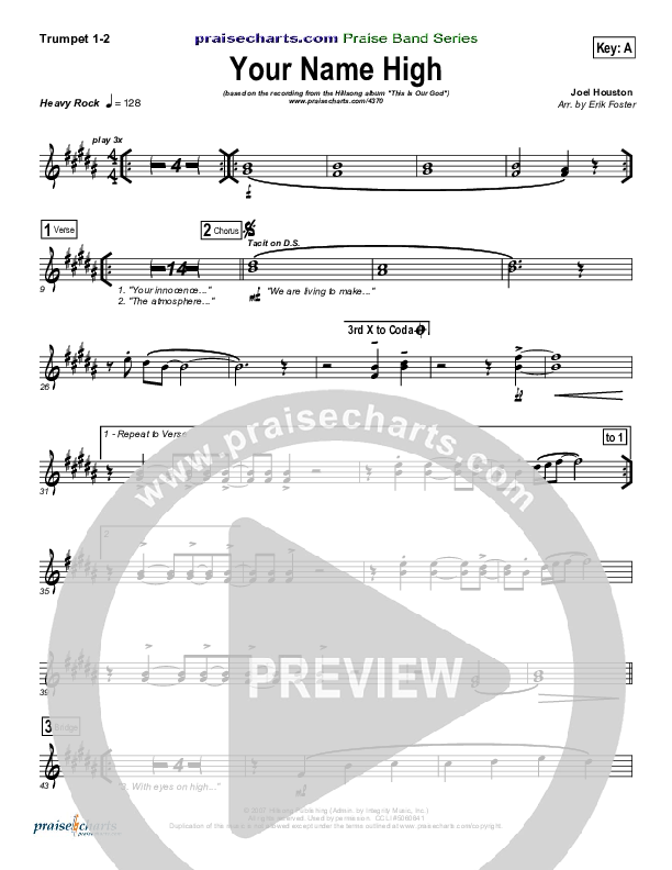 Your Name High Trumpet 1,2 (Hillsong Worship)