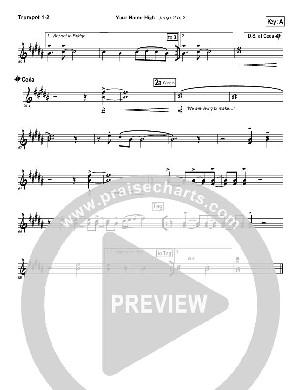 Your Name High Trumpet 1,2 (Hillsong Worship)