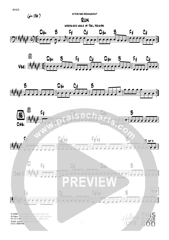 Run (Instrumental) Bass Guitar (Hillsong Worship)