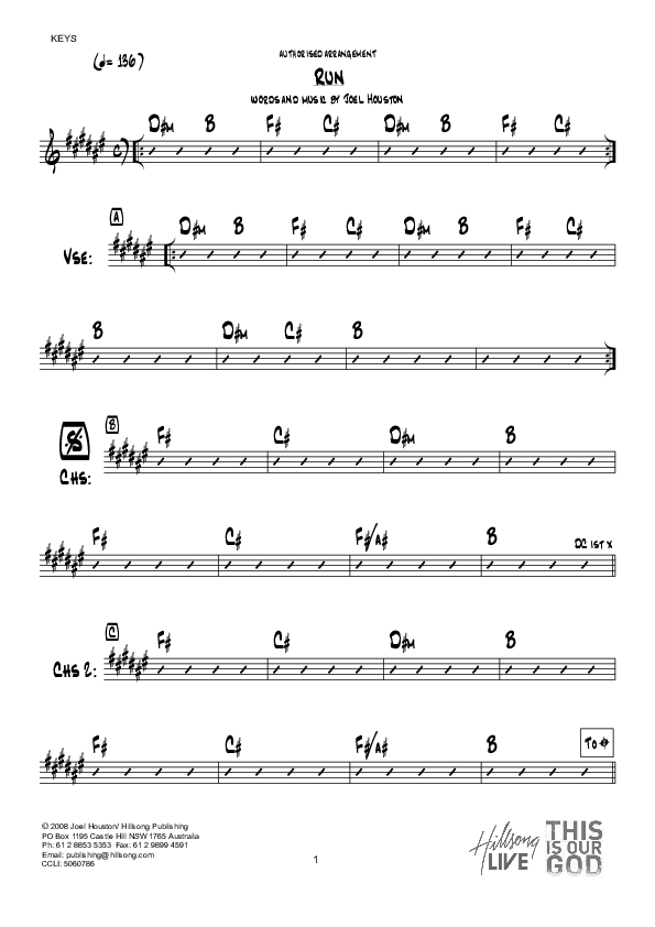 Run (Instrumental) Chords & Lyrics (Hillsong Worship)