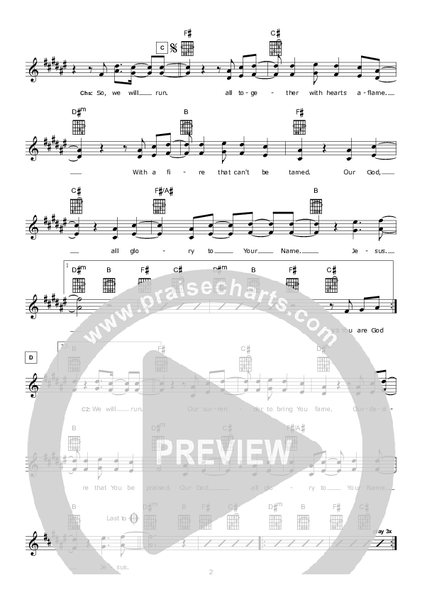 Run (Instrumental) Lead Sheet (Hillsong Worship)