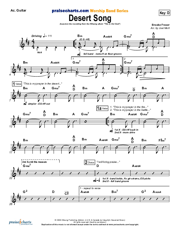 Desert Song Acoustic Guitar (Hillsong Worship)