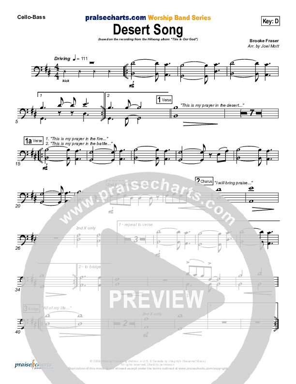 Desert Song Cello/Bass (Hillsong Worship)