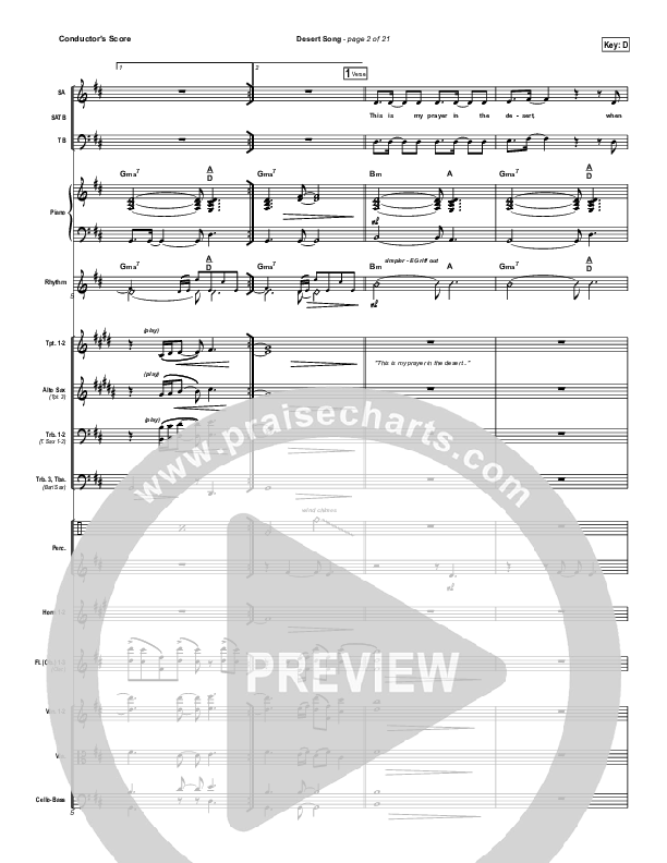 Desert Song Conductor's Score (Hillsong Worship)