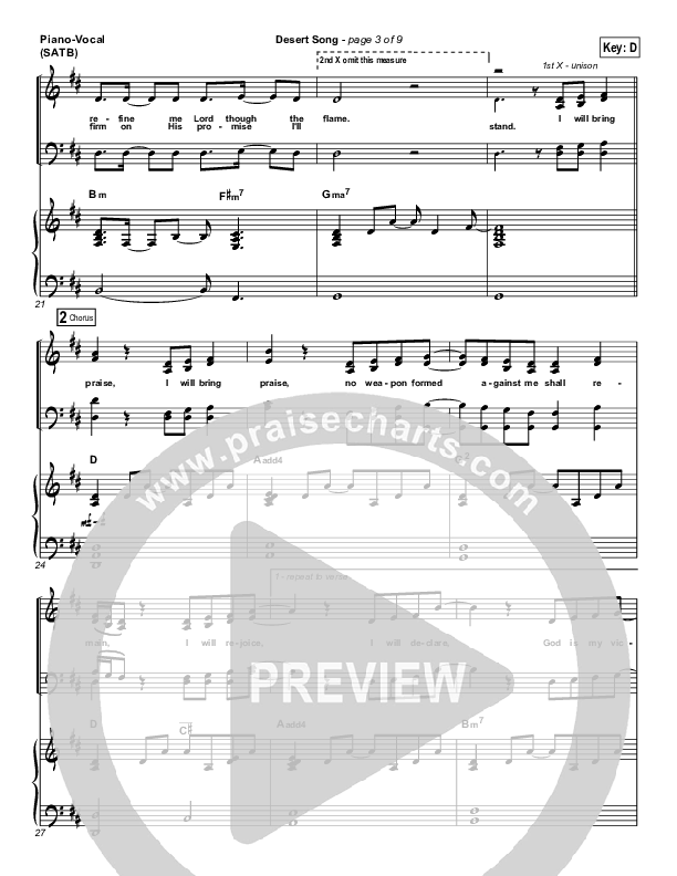 Desert Song Piano/Vocal (SATB) (Hillsong Worship)