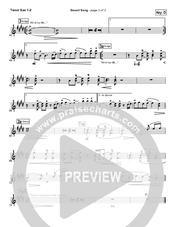 Desert Song Tenor Sax 1/2 (Hillsong Worship)