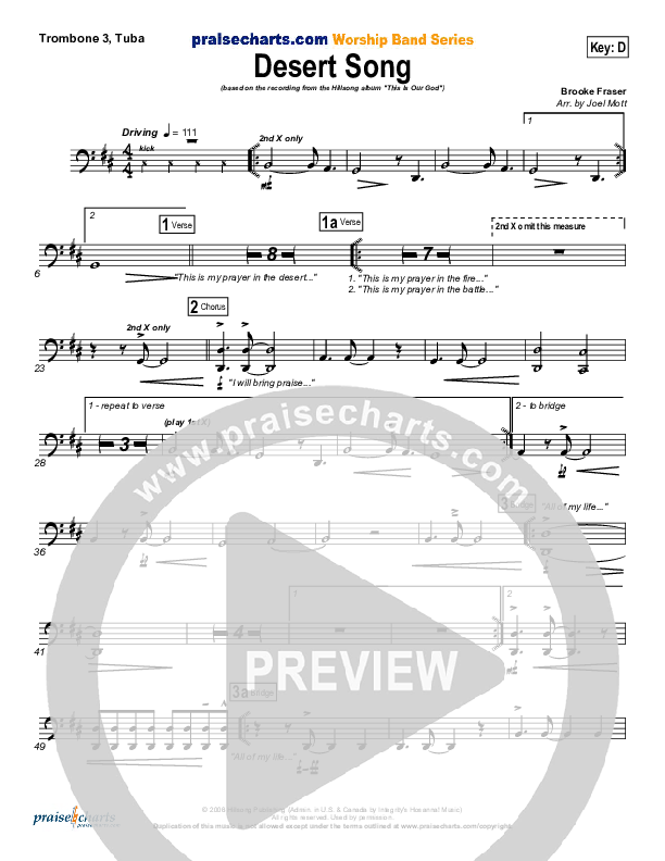 Desert Song Trombone 3/Tuba (Hillsong Worship)