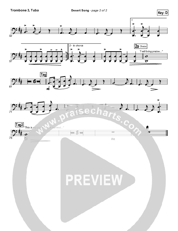 Desert Song Trombone 3/Tuba (Hillsong Worship)