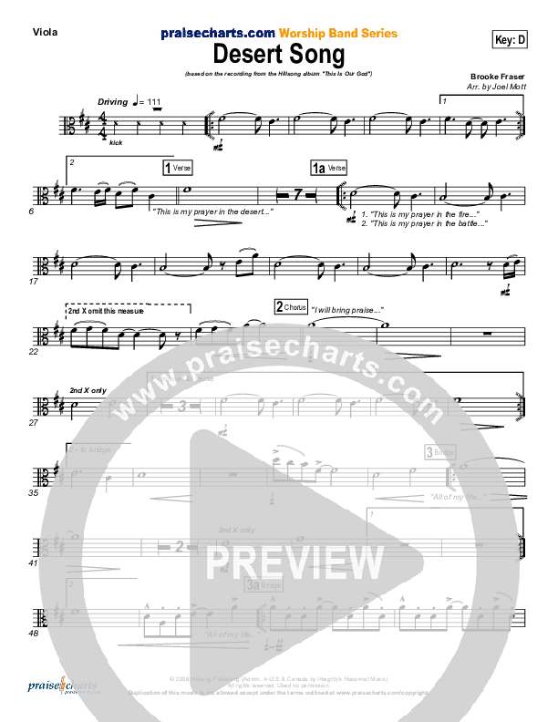 Desert Song Viola (Hillsong Worship)