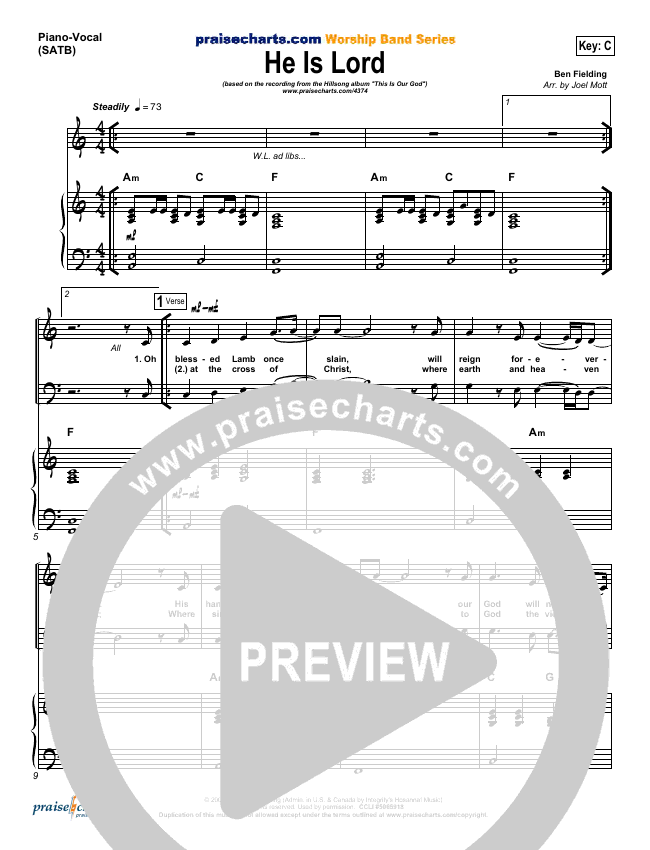 He is Lord Sheet Music PDF (Hillsong Worship) - PraiseCharts