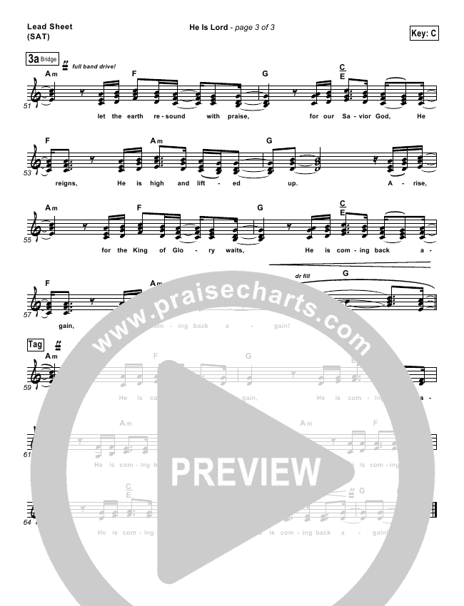 He is Lord Sheet Music PDF (Hillsong Worship) PraiseCharts