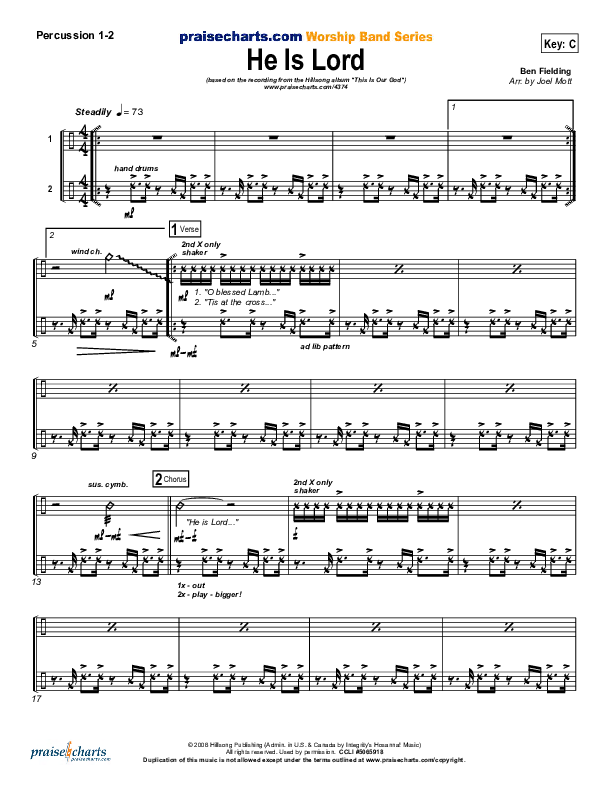He is Lord Percussion 1/2 (Hillsong Worship)