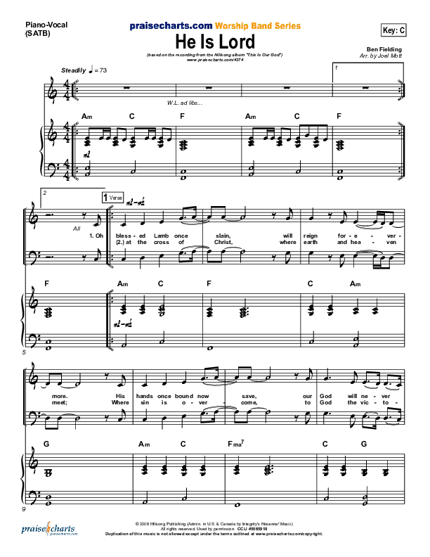 He is Lord Piano/Vocal (Hillsong Worship)