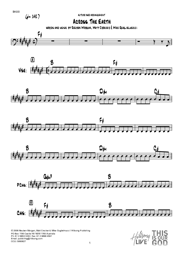 Across The Earth (Instrumental) Rhythm Chart (Hillsong Worship)
