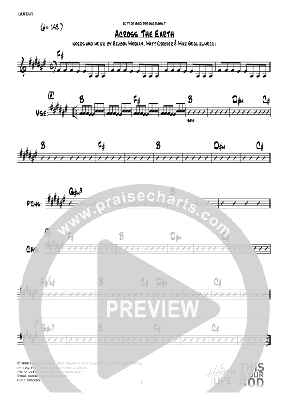 Across The Earth (Instrumental) Guitar (Hillsong Worship)