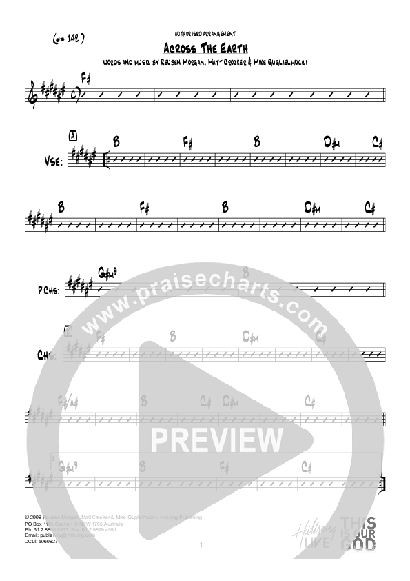 Across The Earth (Instrumental) Keys (Hillsong Worship)