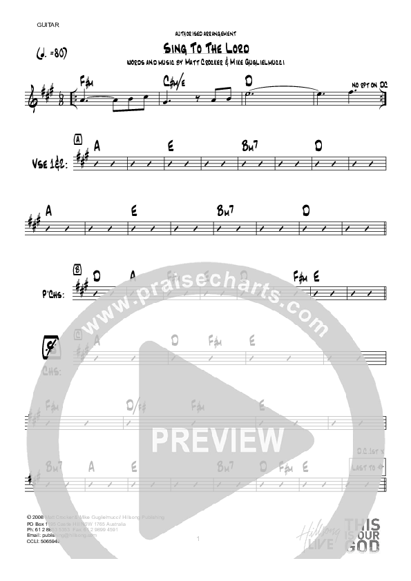 Sing To The Lord (Instrumental) Guitar (Hillsong Worship)