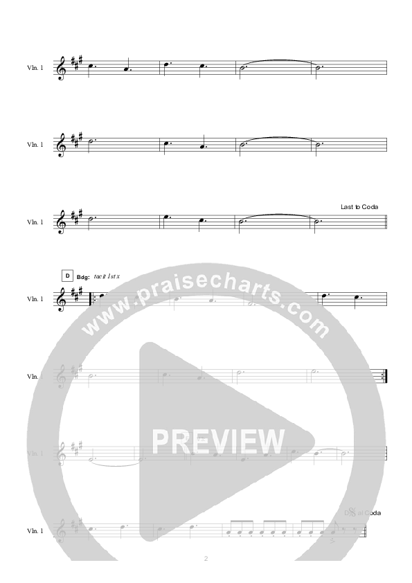 Sing To The Lord (Instrumental) Violin 1 (Hillsong Worship)
