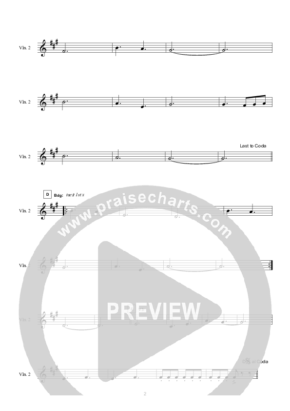 Sing To The Lord (Instrumental) Violin 2 (Hillsong Worship)