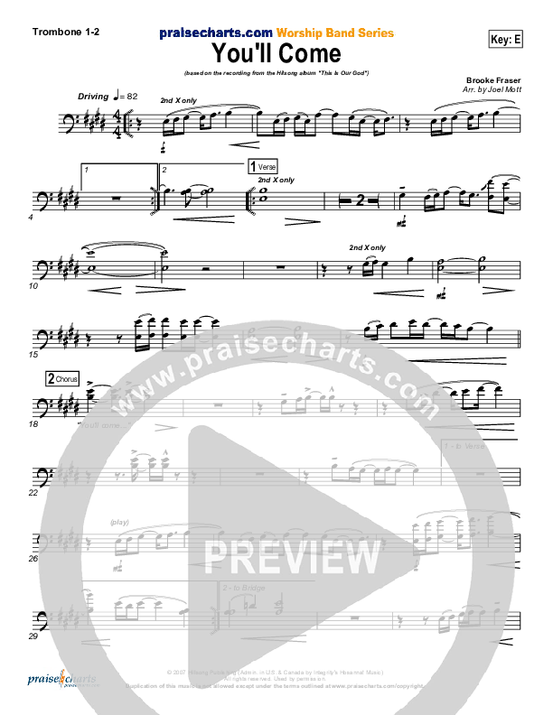 You'll Come Trombone 1/2 (Hillsong Worship)