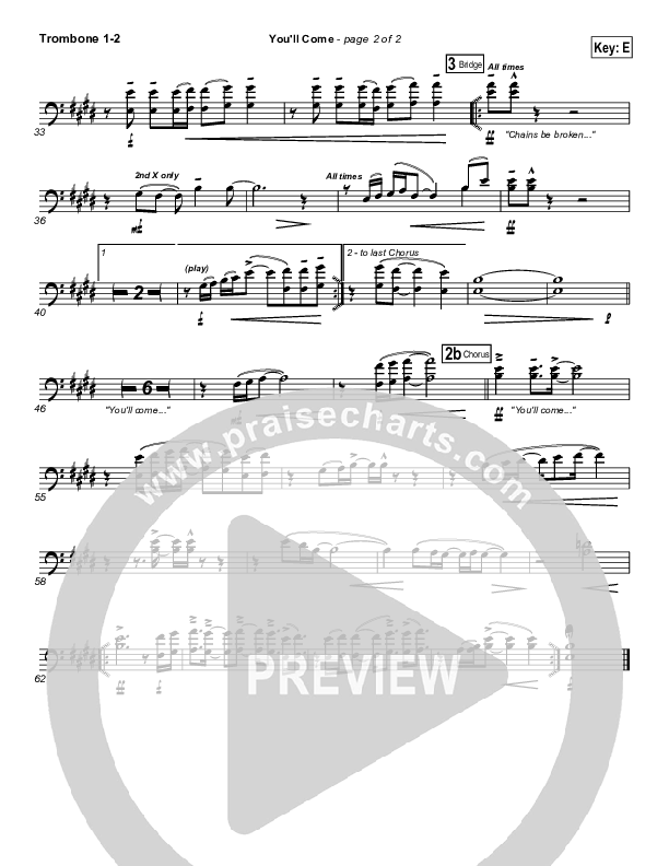 You'll Come Trombone 1/2 (Hillsong Worship)