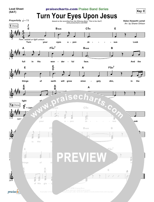 Turn Your Eyes Upon Jesus Sheet Music PDF (Hillsong Worship) PraiseCharts