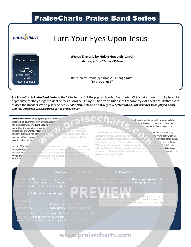 Turn Your Eyes Upon Jesus Cover Sheet (Hillsong Worship)
