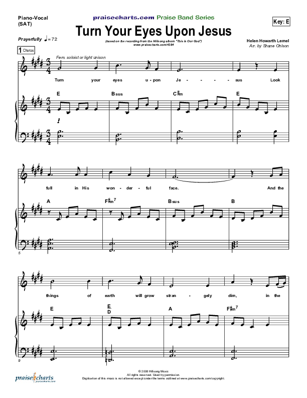 Turn Your Eyes Upon Jesus Piano/Vocal (SAT) (Hillsong Worship)