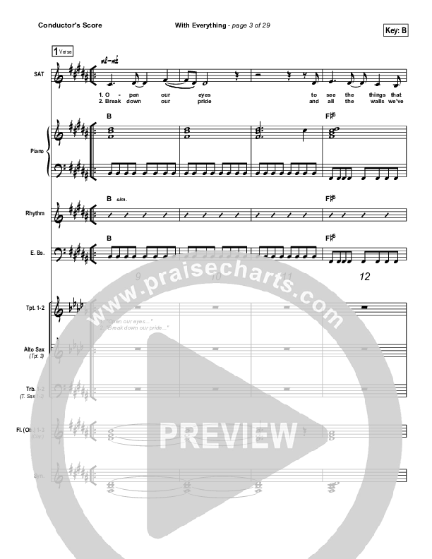 With Everything Conductor's Score (Hillsong Worship)