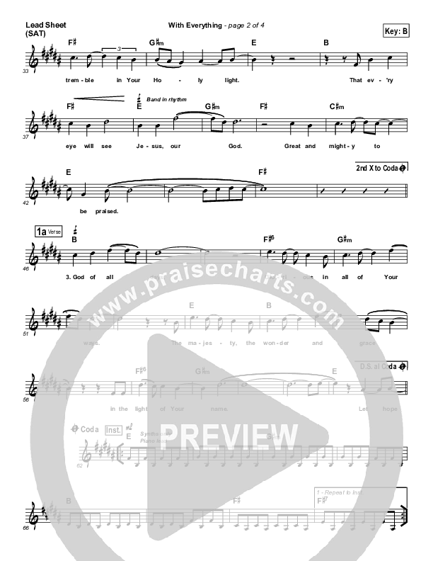 With Everything Lead Sheet (SAT) (Hillsong Worship)
