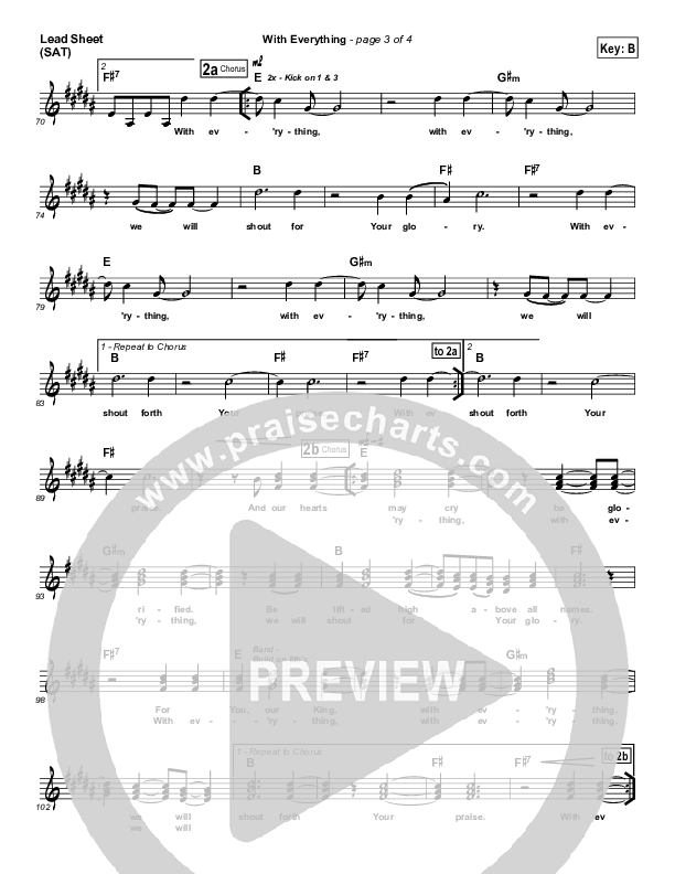 With Everything Lead Sheet (SAT) (Hillsong Worship)