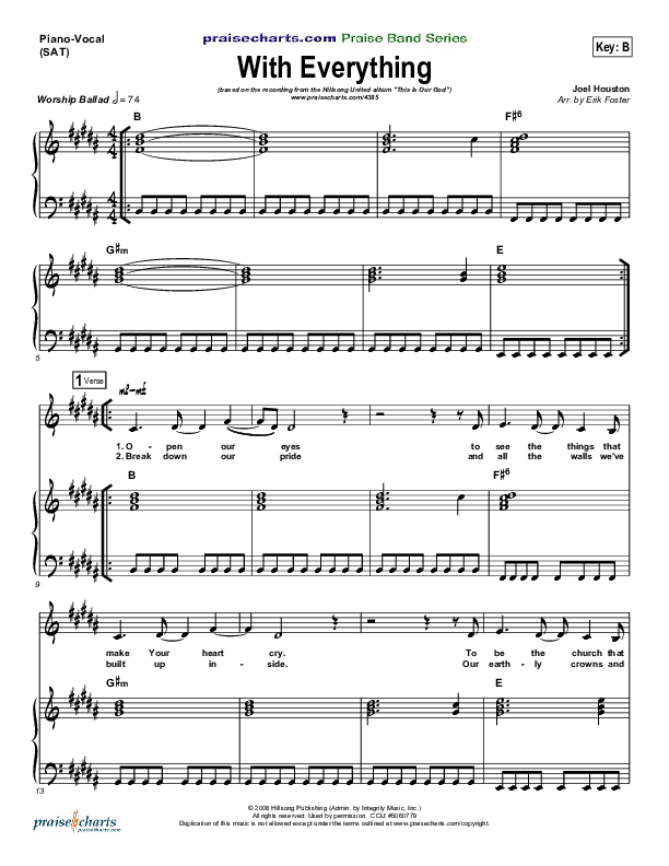 With Everything Piano/Vocal Pack (Hillsong Worship)