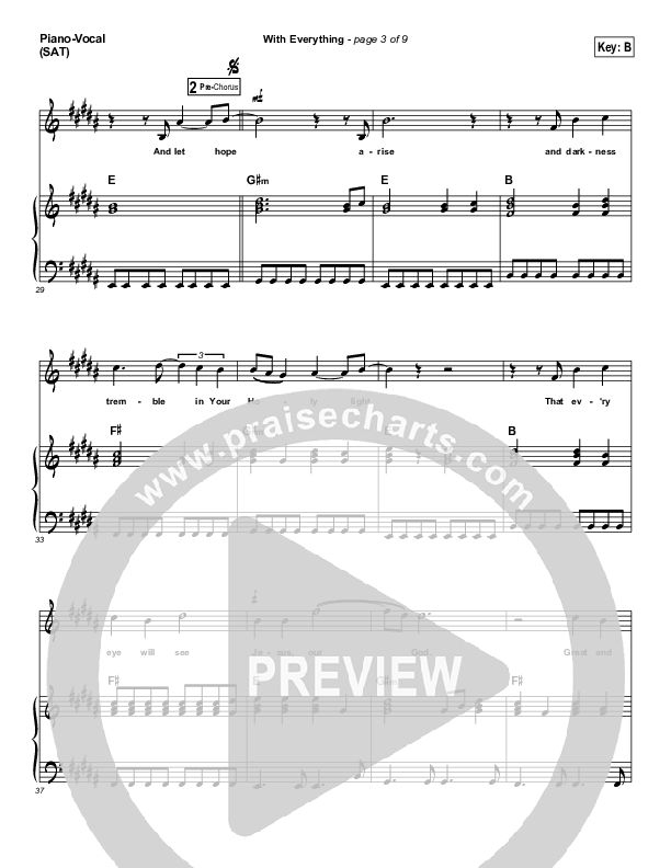 With Everything Piano/Vocal (SAT) (Hillsong Worship)