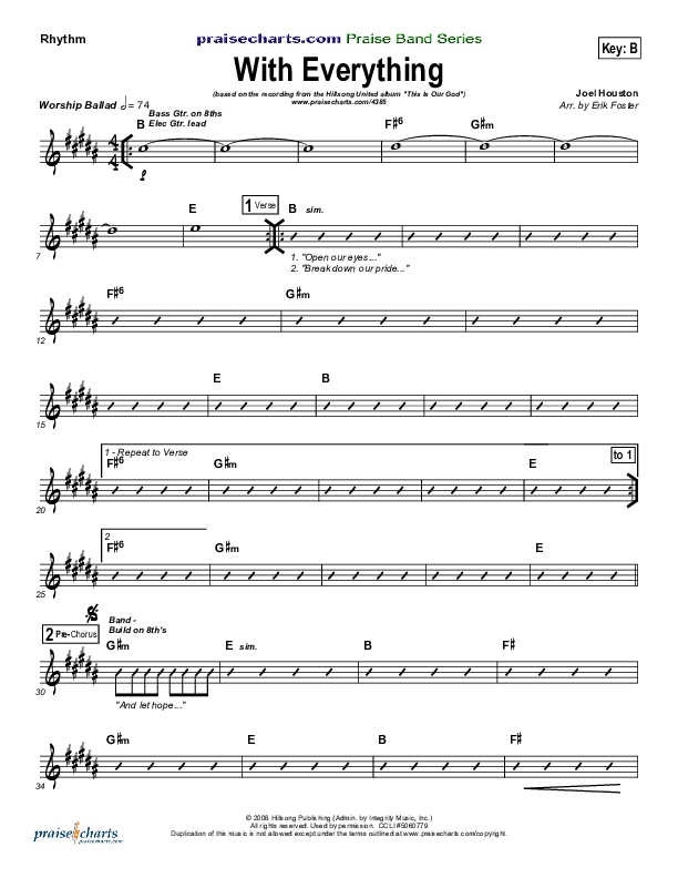 With Everything Rhythm Chart (Hillsong Worship)
