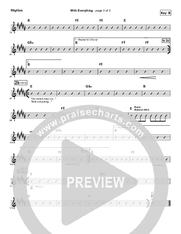 With Everything Rhythm Chart (Hillsong Worship)