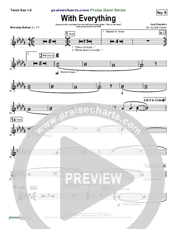 With Everything Tenor Sax 1/2 (Hillsong Worship)