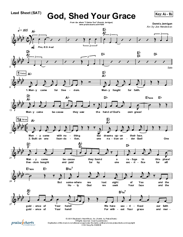 God Shed Your Grace on Us Lead Sheet (Dennis Jernigan)