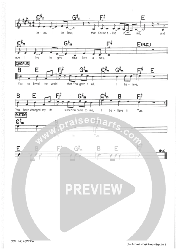 You So Loved Lead Sheet (Riverview Church)