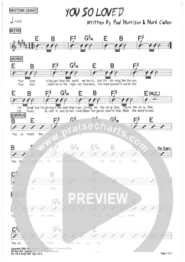 You So Loved Rhythm Chart (Riverview Church)