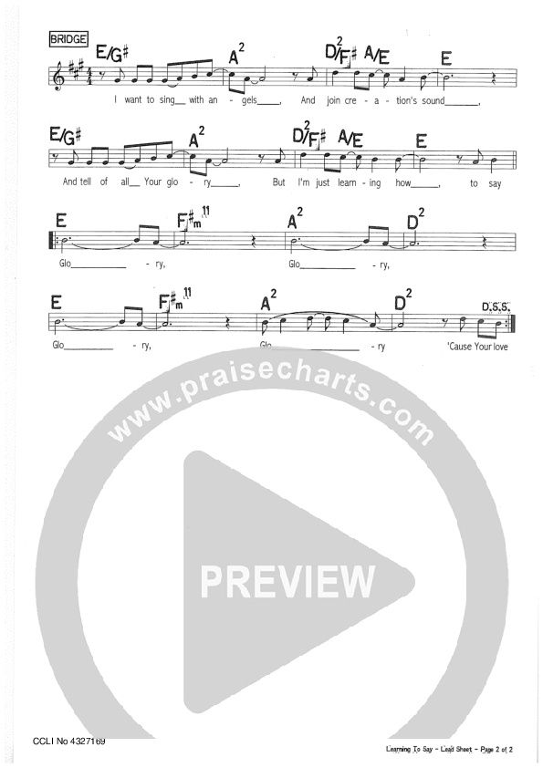 Learning To Say Lead Sheet (Riverview Church)