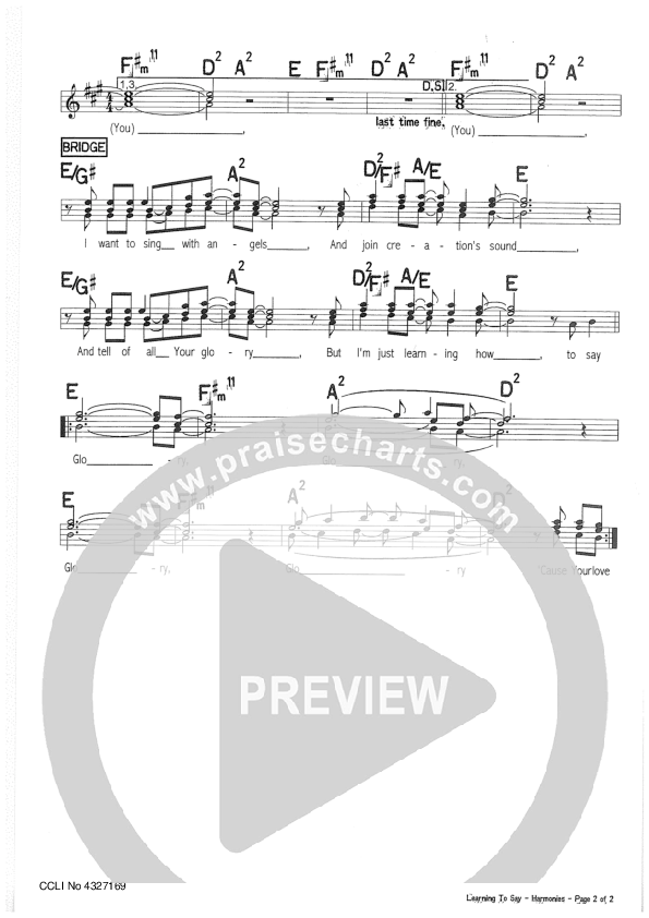 Learning To Say Lead Sheet (Riverview Church)