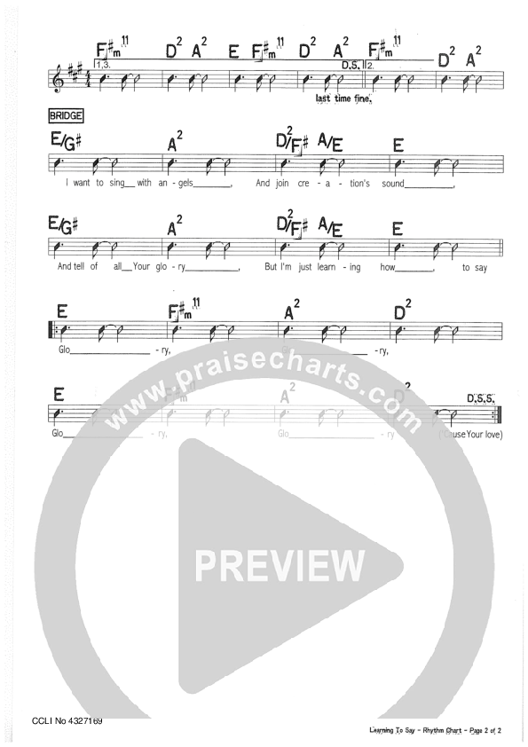 Learning To Say Rhythm Chart (Riverview Church)