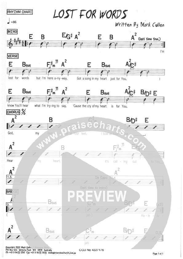 Lost For Words Rhythm Chart (Riverview Church)