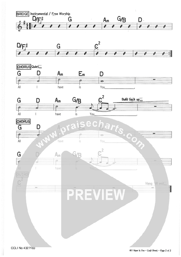 All I Have Is You Lead Sheet (Riverview Church)